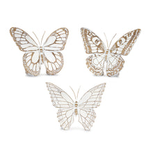 Load image into Gallery viewer, Stone Butterfly Shelf Sitter with White Washed Finish (Set of 3)
