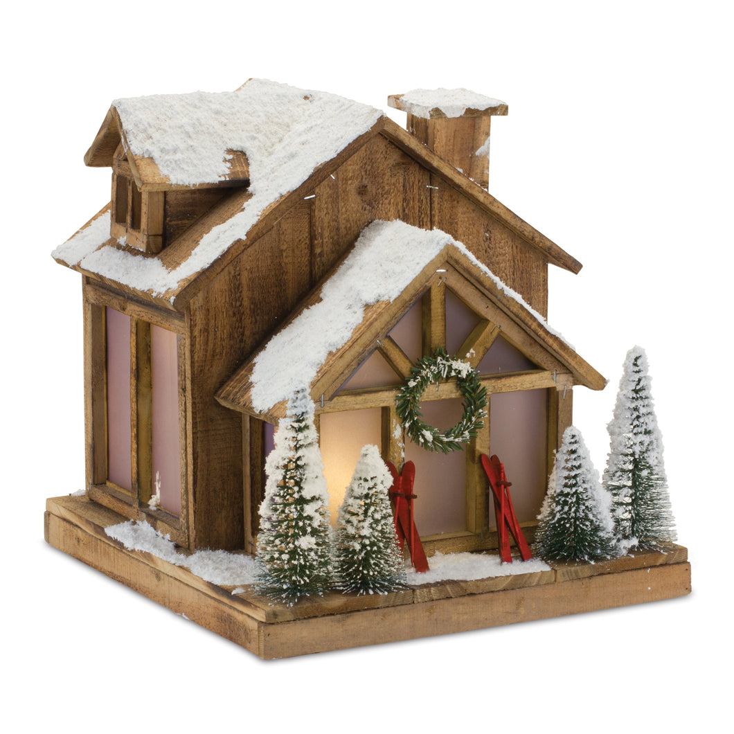 Vintage Ski Lodge Lighted Display 14.25