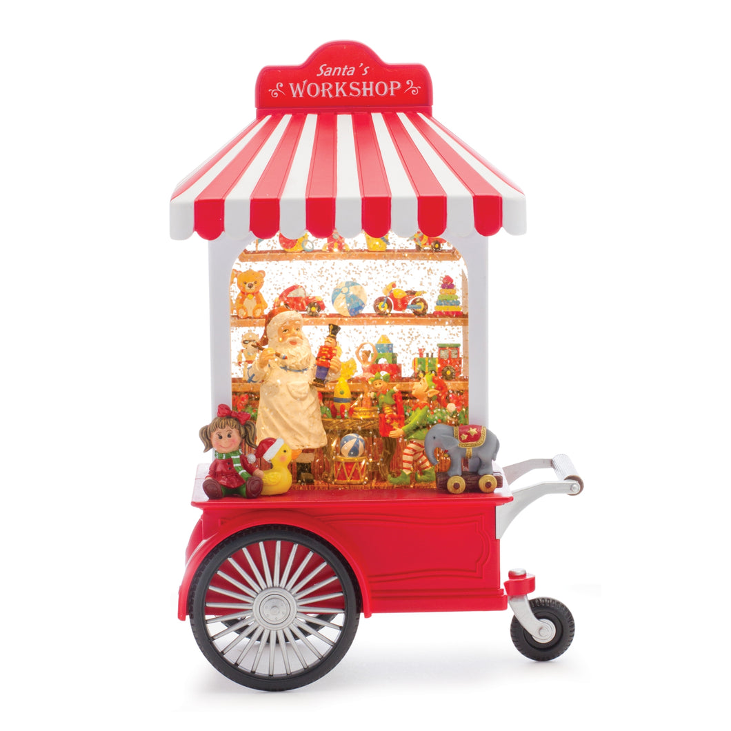 LED Snow Globe Santa's Workshop Stand 10.75