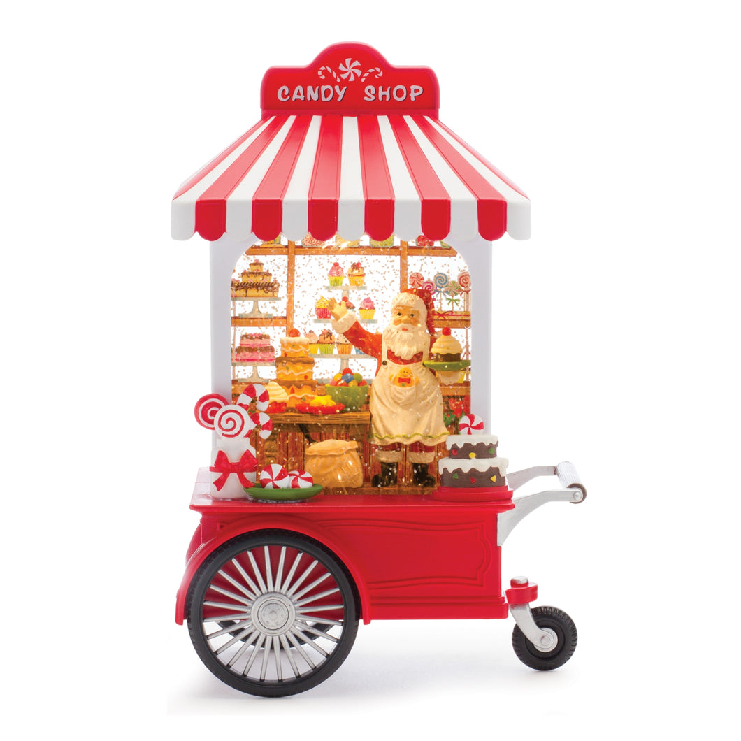 LED Snow Globe Santa's Candy Stand 10.75