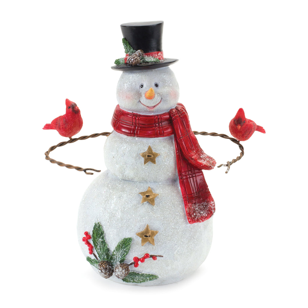 Snowman Figurine with Cardinal Bird Accents 9