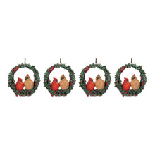 Load image into Gallery viewer, Cardinal Bird Couple Wreath Ornament (Set of 4)
