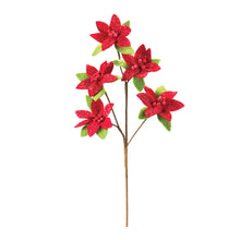Load image into Gallery viewer, Glittered Poinsettia Flower Spray (Set of 6)
