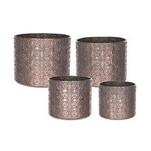 Load image into Gallery viewer, Ornate Geometric Metal Planter (Set of 4)
