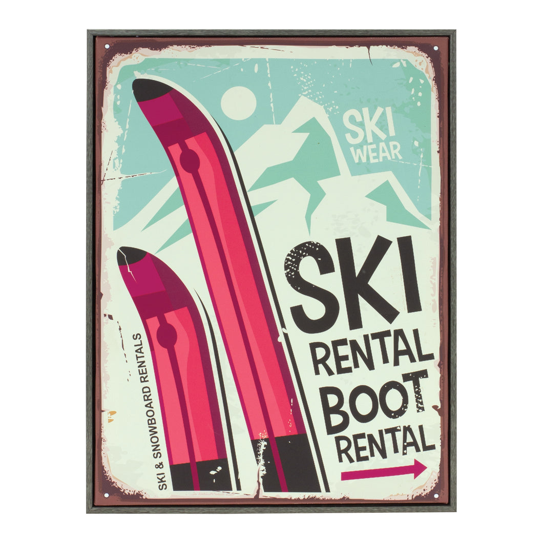Framed Ski Lodge Wall Sign 15.5