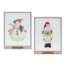 Load image into Gallery viewer, Framed Santa and Snowman Wall Art (Set of 2)
