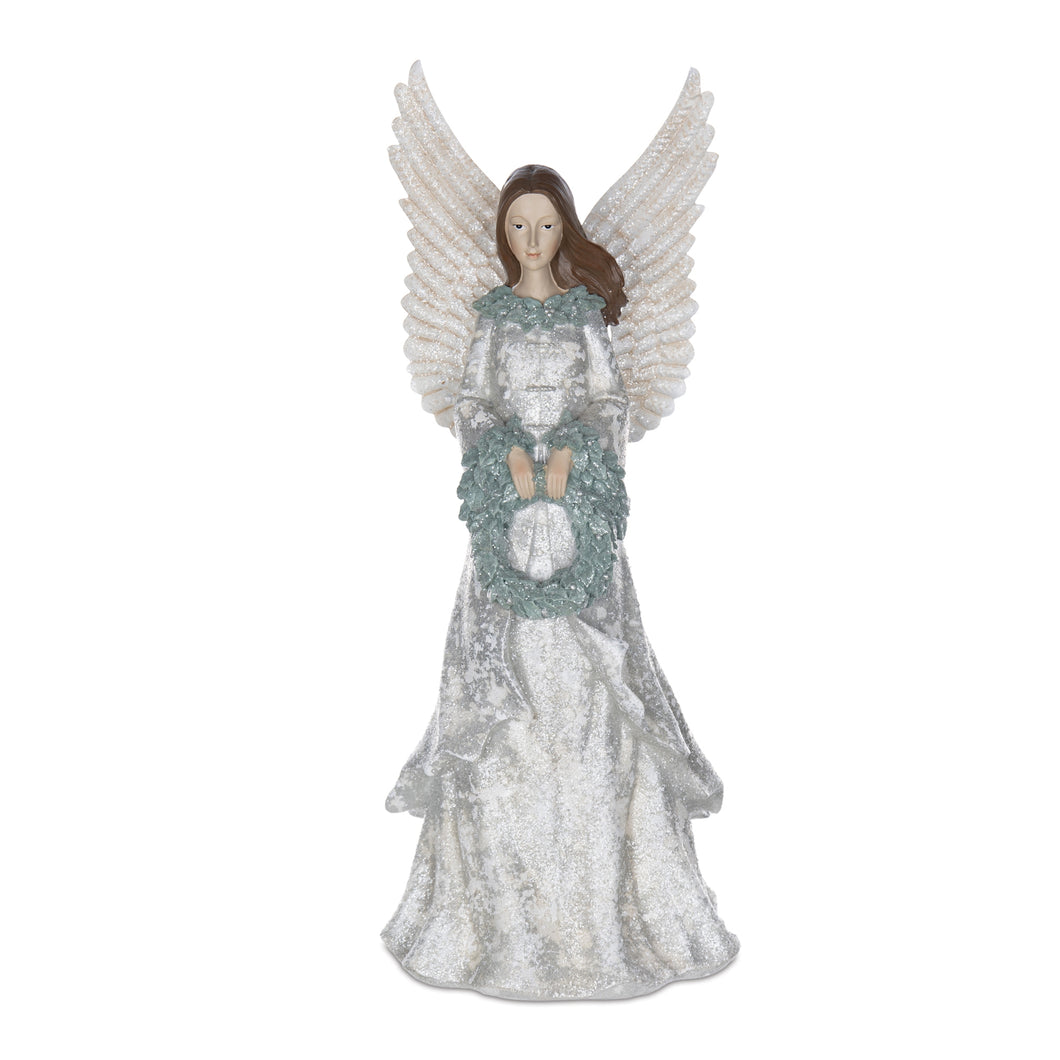 Winter Angel Figurine with Wreath 18.5