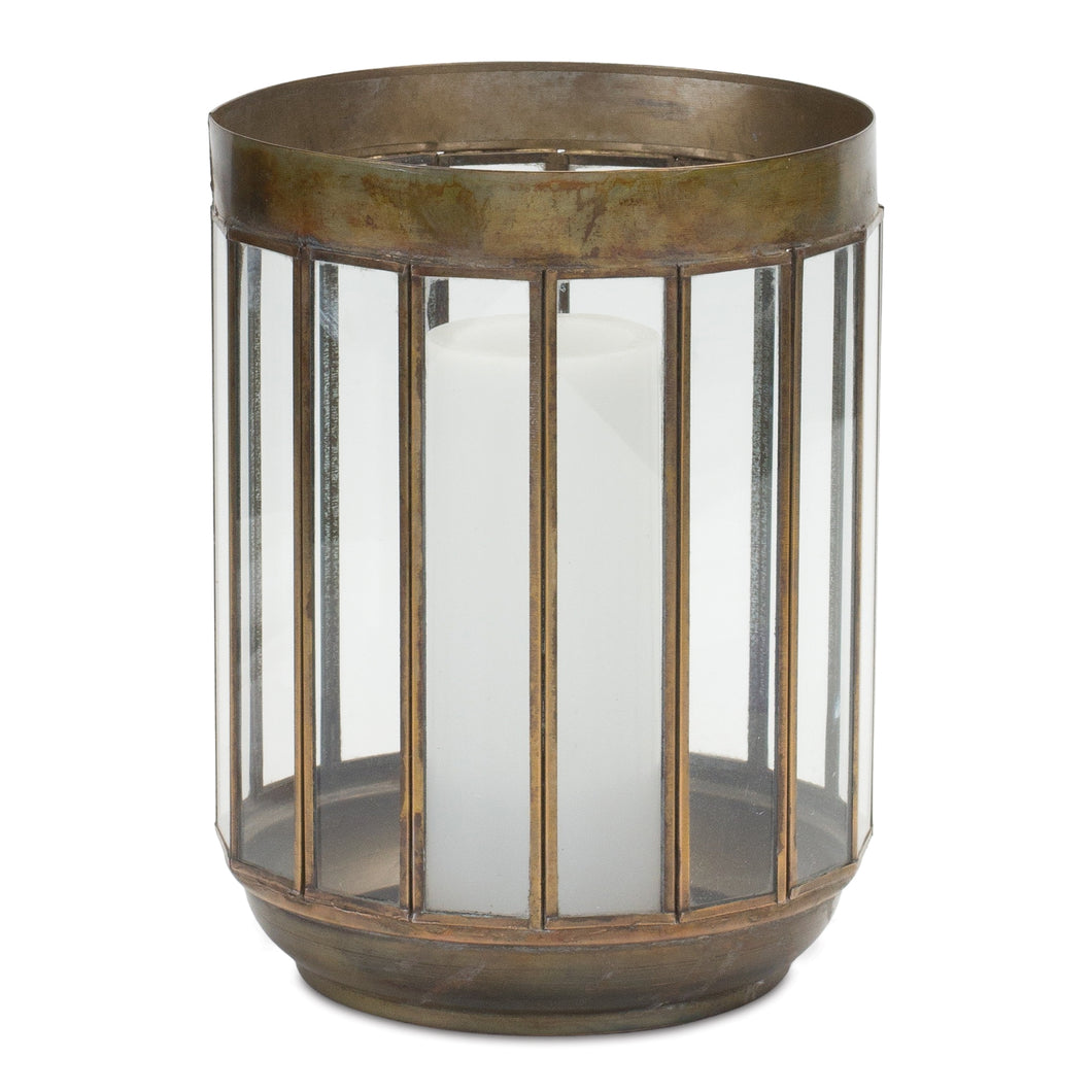 Bronze Candle Holder with Glass Panes 10.75