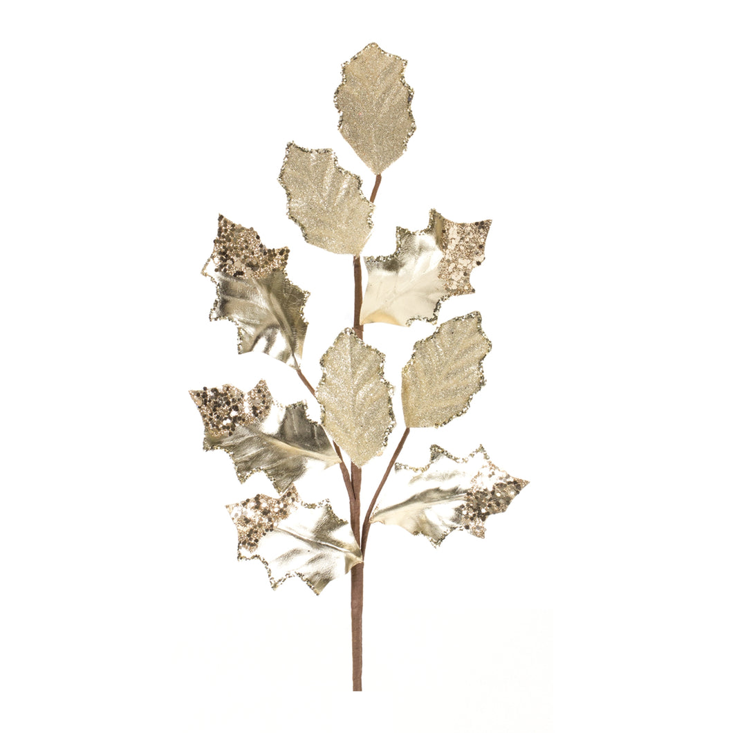 Glittered Holly Leaf Spray (Set of 6)