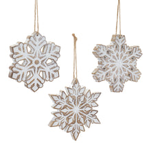 Load image into Gallery viewer, Glittered Snowflake Ornament (Set of 3)
