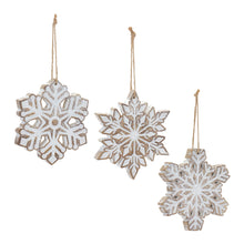 Load image into Gallery viewer, Glittered Snowflake Ornament (Set of 3)
