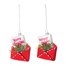 Load image into Gallery viewer, Glittered Glass Santa Letter Ornament (Set of 12)

