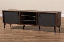 Load image into Gallery viewer, Baxton Studio Samuel Mid-Century Modern Brown and Dark Grey Finished TV Stand
