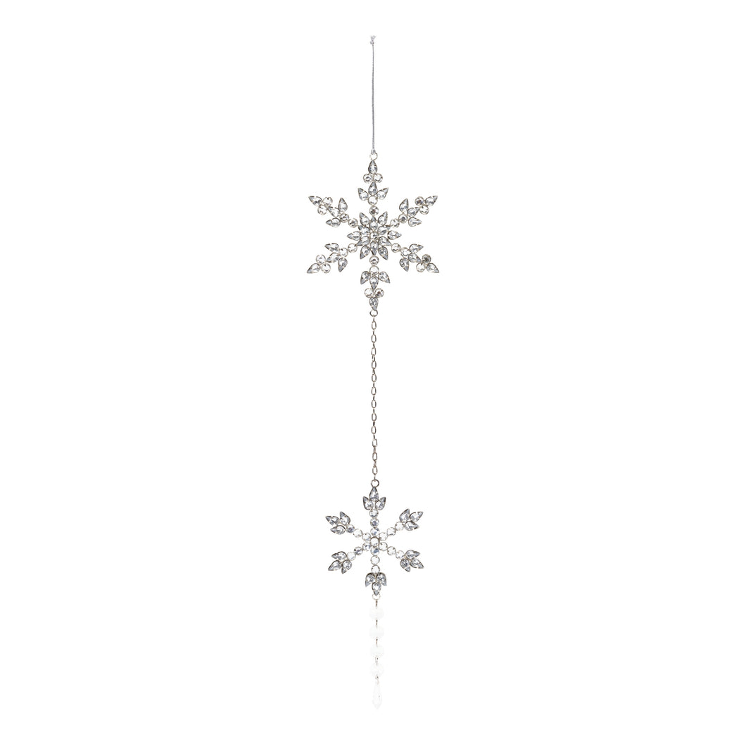Jeweled Metal Snowflake Drop Ornament (Set of 12)