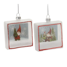 Load image into Gallery viewer, Glass Gnome Shadow Box Ornament (Set of 6)
