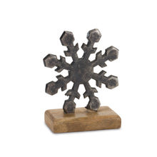 Load image into Gallery viewer, Metal Snowflake on Wood Base (Set of 6)
