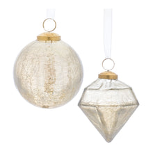 Load image into Gallery viewer, Champagne Crackle Glass Ornament (Set of 6)
