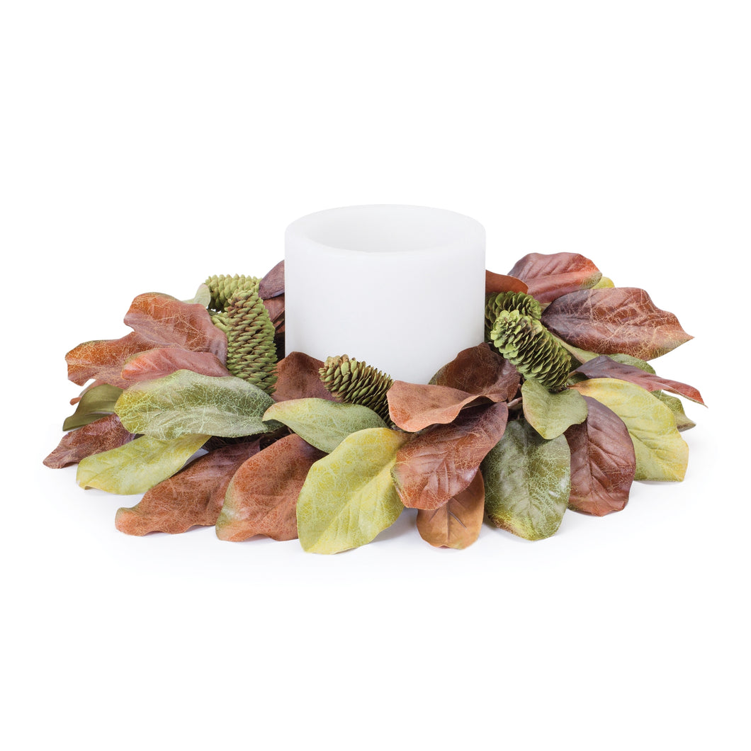 Fall Magnolia Leaf Candle Ring 17
