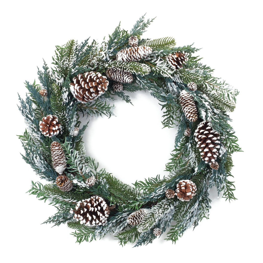 Flocked Pine Cone Wreath 26