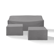 Load image into Gallery viewer, 3Pc Sectional Cover Set Gray - Sofa &amp; 2 Square Table/Ottoman
