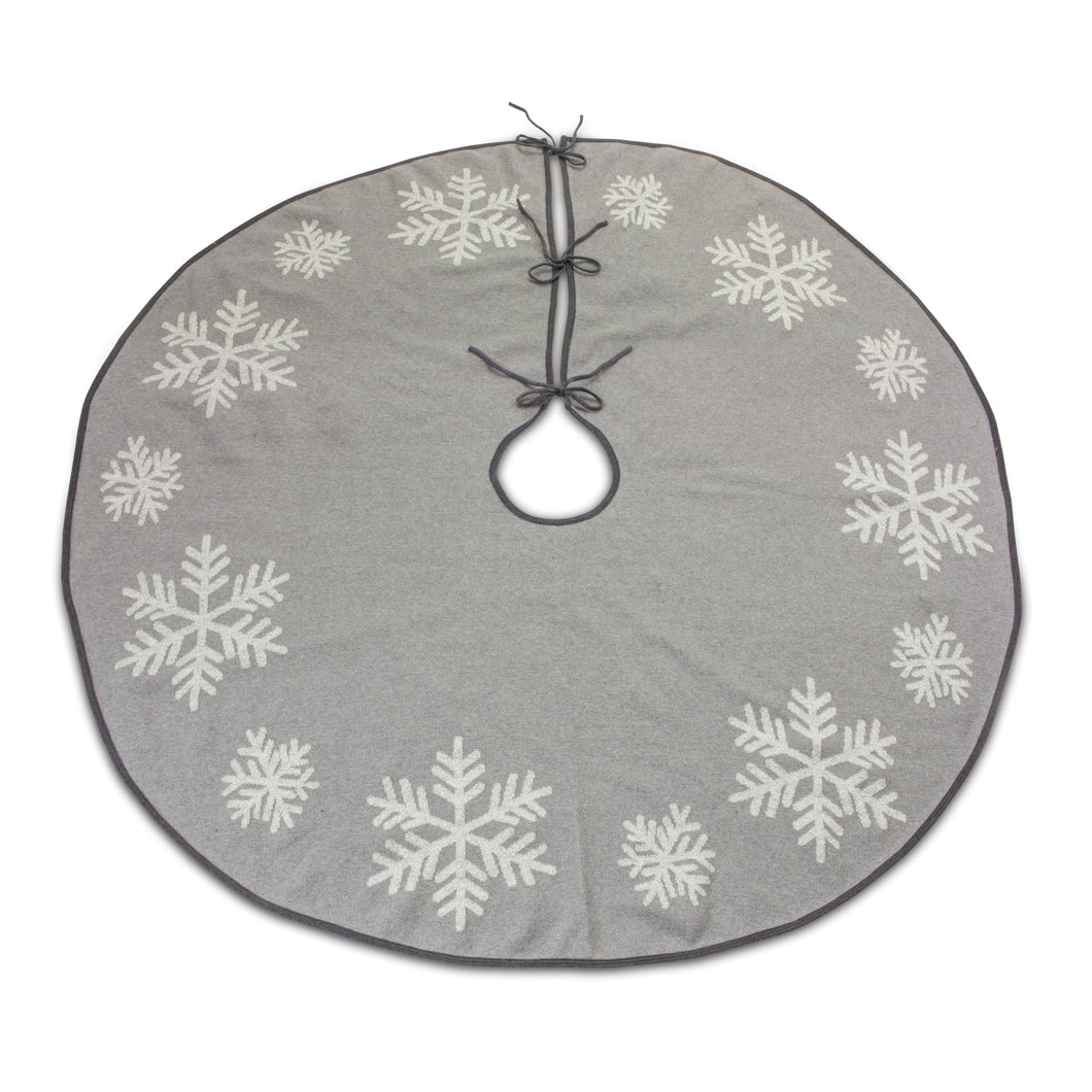 Grey Woven Snowflake Tree Skirt 48
