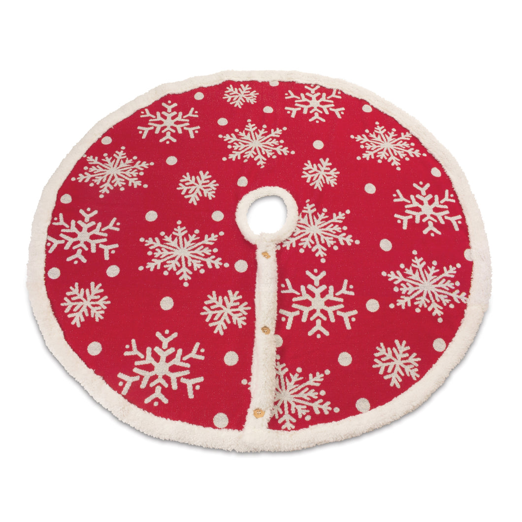 Red Woven Snowflake Tree Skirt 48
