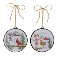 Load image into Gallery viewer, Woodland Snowman Disc Ornament (Set of 12)
