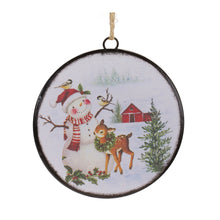 Load image into Gallery viewer, Woodland Snowman Disc Ornament (Set of 12)
