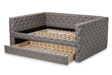 Load image into Gallery viewer, Baxton Studio Anabella Modern and Contemporary Grey Fabric Upholstered Queen Size Daybed with Trundle
