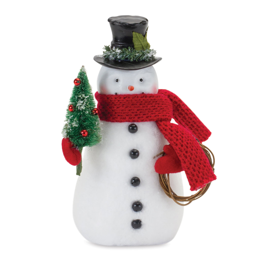 Snowman Figurine with Pine Tree 9