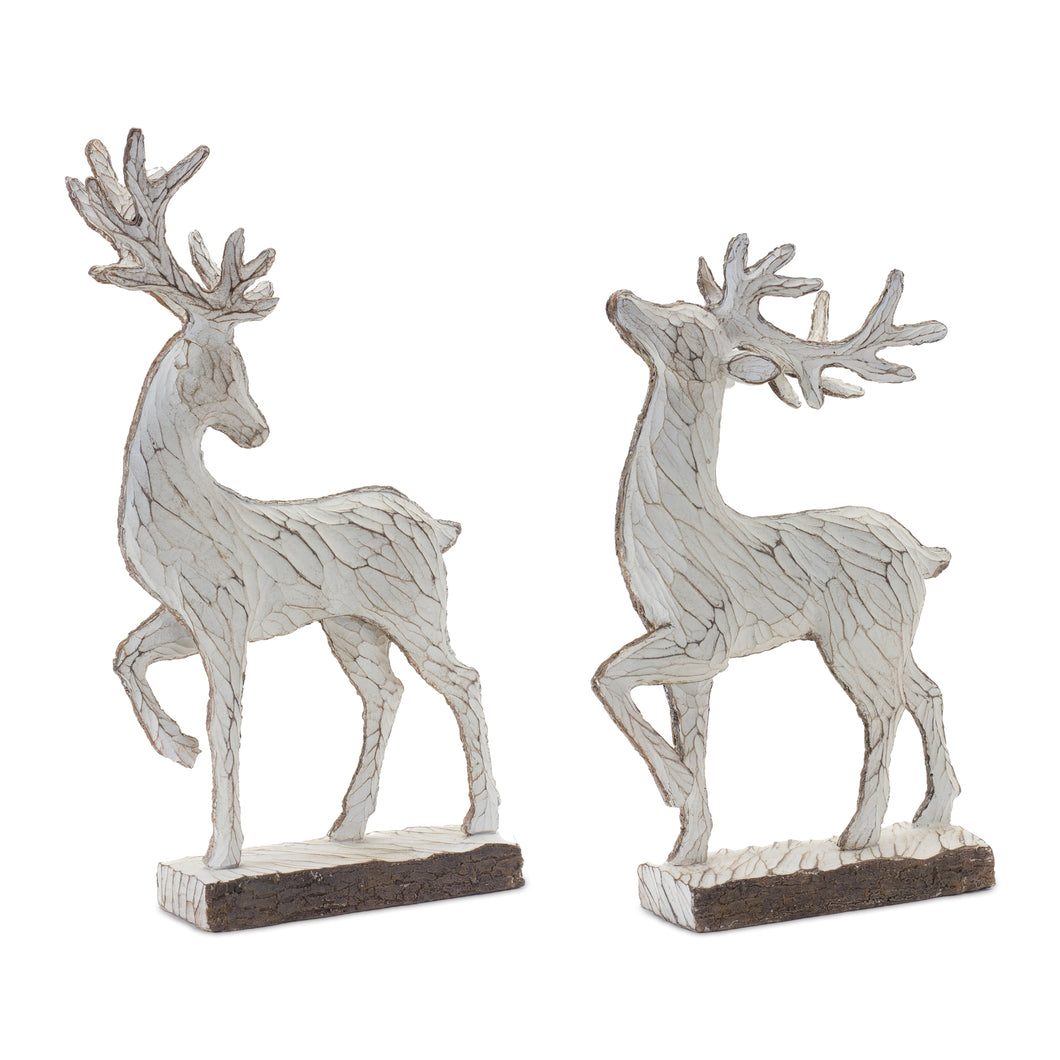 Carved Deer DŽcor (Set of 2)