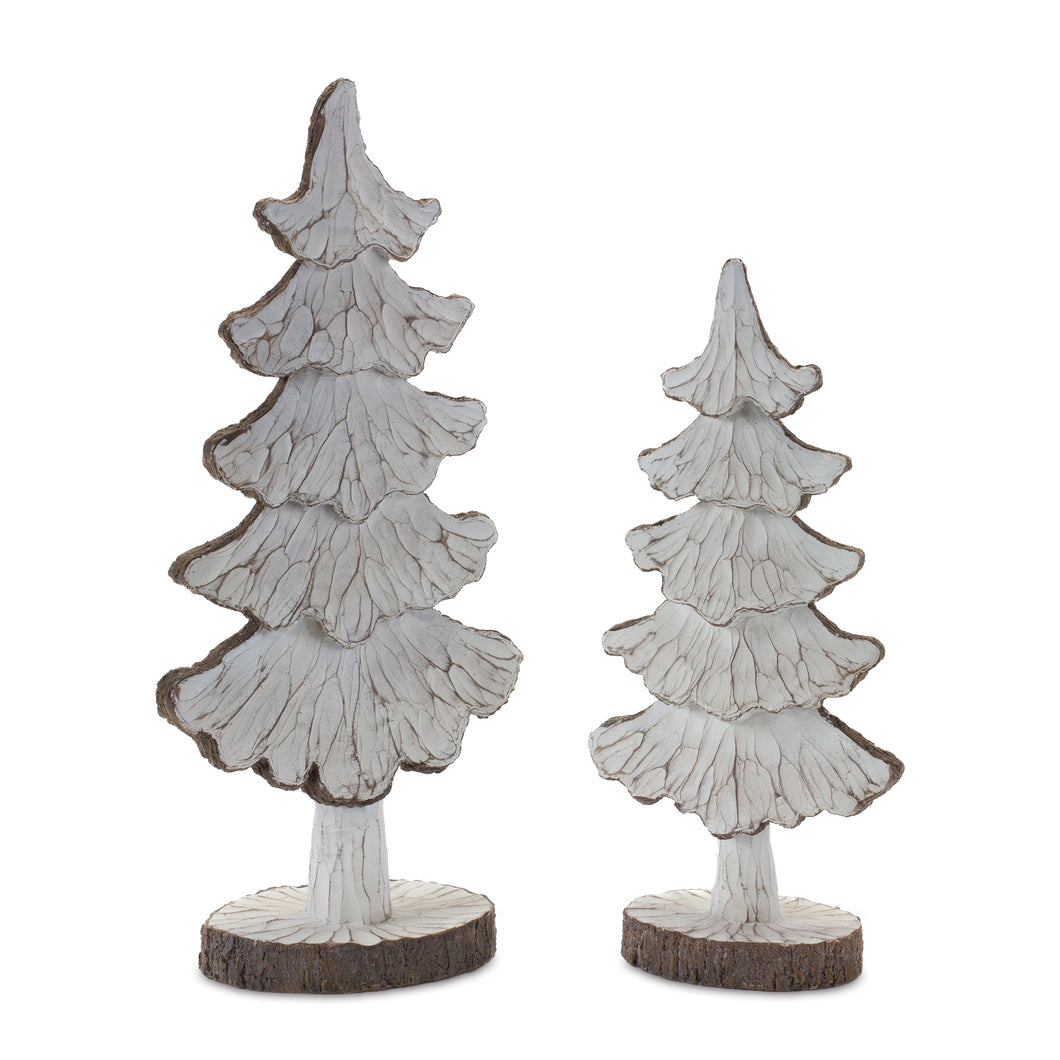Carved Pine Tree DŽcor (Set of 2)