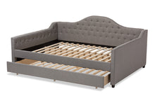 Load image into Gallery viewer, Baxton Studio Eliza Modern and Contemporary Grey Fabric Upholstered Queen Size Daybed with Trundle

