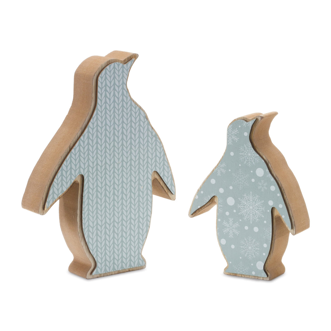 Wood Penguin DŽcor (Set of 2)