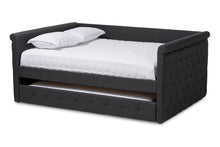 Load image into Gallery viewer, Baxton Studio Alena Modern and Contemporary Dark Grey Fabric Upholstered Full Size Daybed with Trundle
