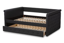 Load image into Gallery viewer, Baxton Studio Alena Modern and Contemporary Dark Grey Fabric Upholstered Full Size Daybed with Trundle
