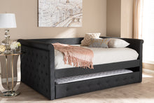 Load image into Gallery viewer, Baxton Studio Alena Modern and Contemporary Dark Grey Fabric Upholstered Full Size Daybed with Trundle
