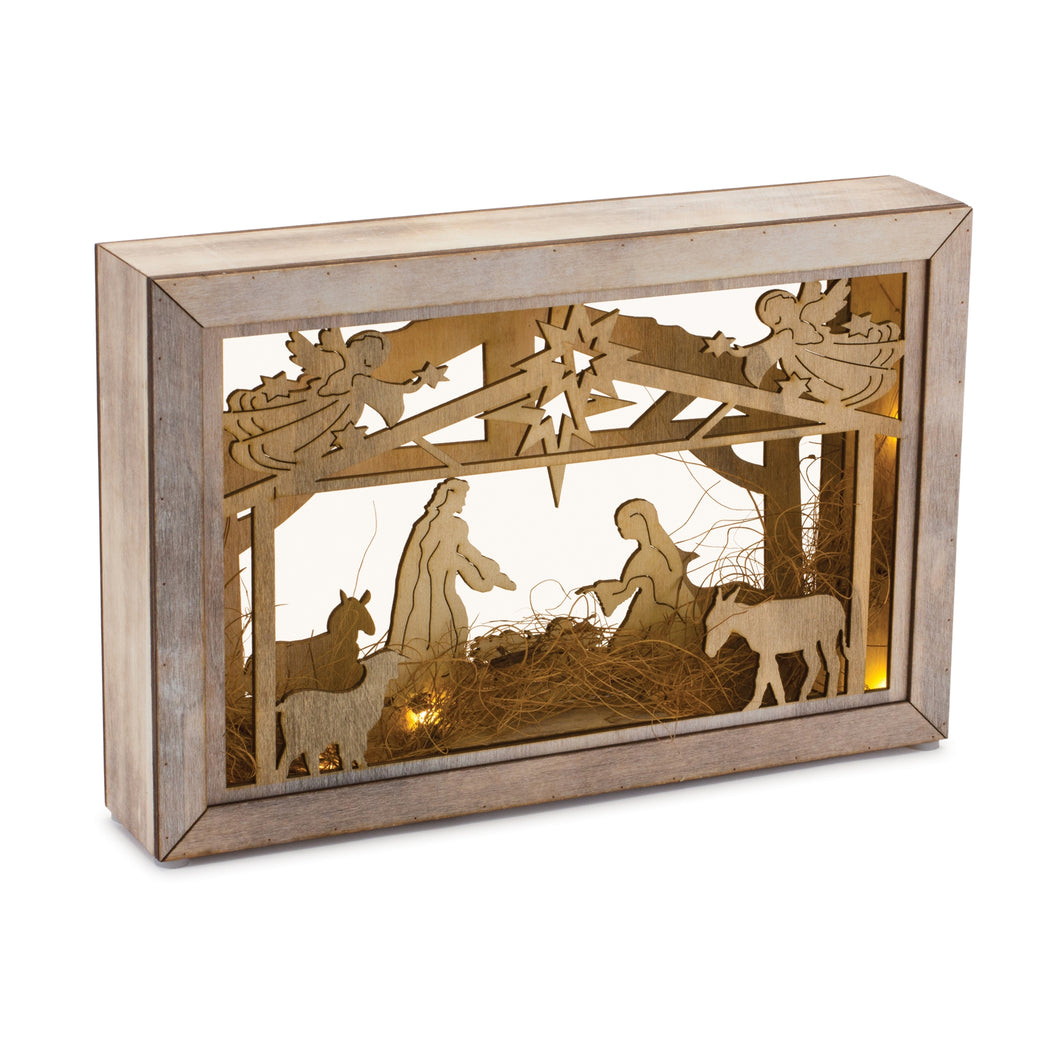 Cut Out Wood Nativity Scene with LED Lights 12
