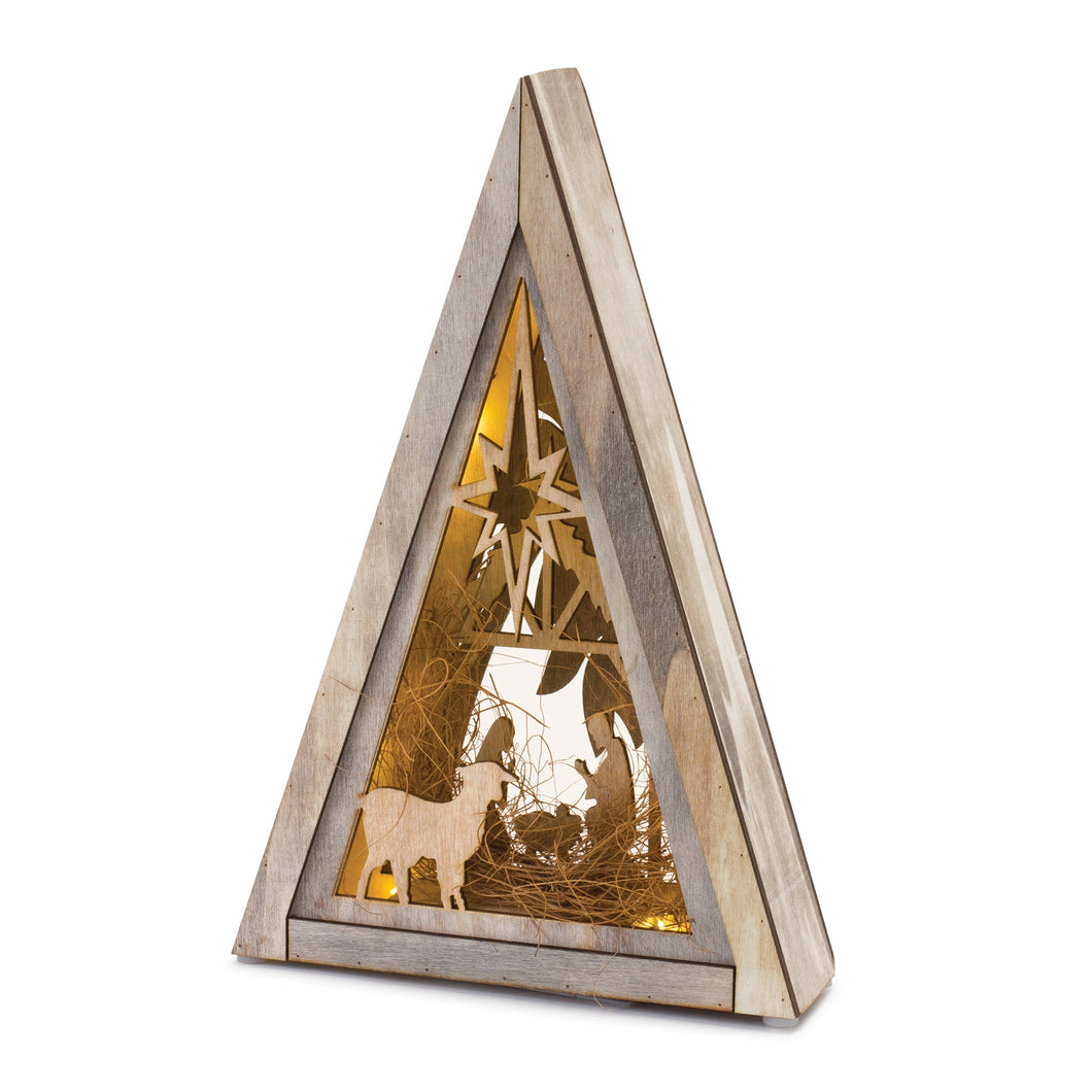 Cut Out Wood Nativity Scene with LED Lights 12