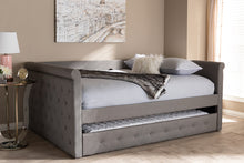 Load image into Gallery viewer, Baxton Studio Alena Modern and Contemporary Grey Fabric Upholstered Full Size Daybed with Trundle
