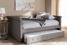 Load image into Gallery viewer, Baxton Studio Alena Modern and Contemporary Grey Fabric Upholstered Full Size Daybed with Trundle
