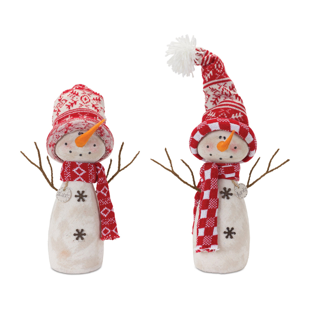 Snowman DŽcor with Hat and Scarf (Set of 2)