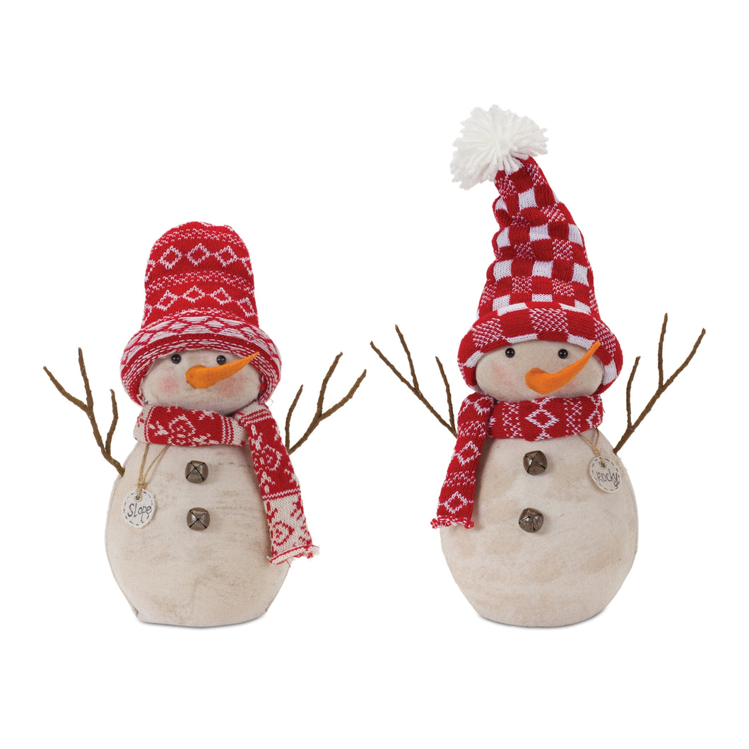 Snowman DŽcor with Hat and Scarf (Set of 2)