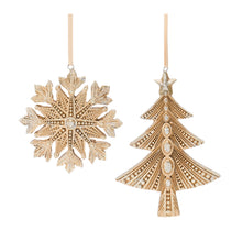 Load image into Gallery viewer, Glittered Pine Tree and Snowflake Ornament (Set of 12)

