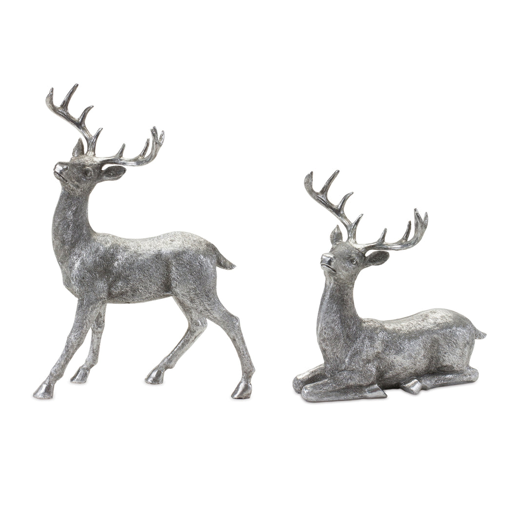 Silver Deer Statue (Set of 2)