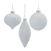 Load image into Gallery viewer, Glitter Ribbed Glass Ornament (Set of 12)
