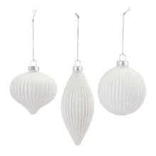Load image into Gallery viewer, Glitter Ribbed Glass Ornament (Set of 12)
