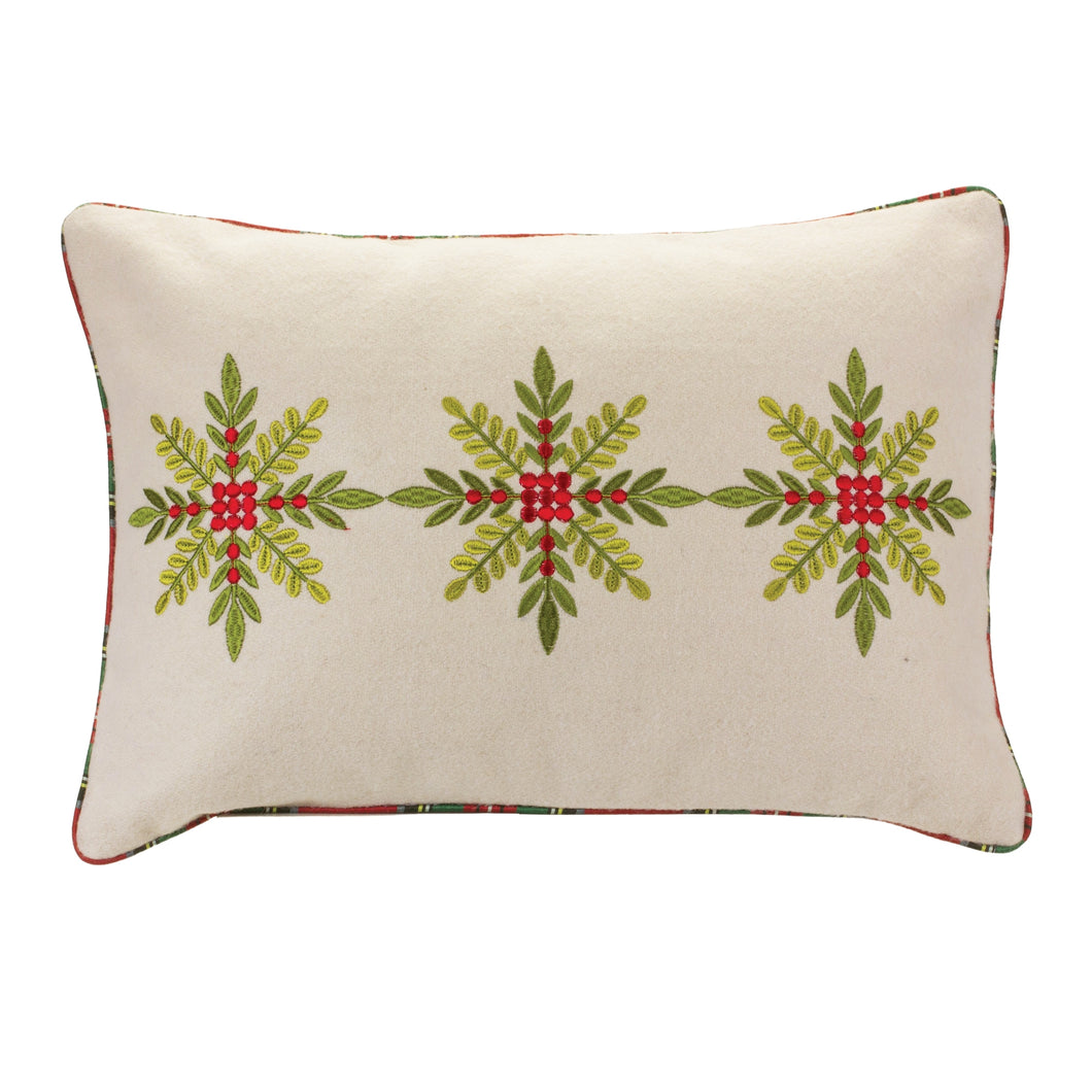 Embroidered Snowflake Pillow 19.5