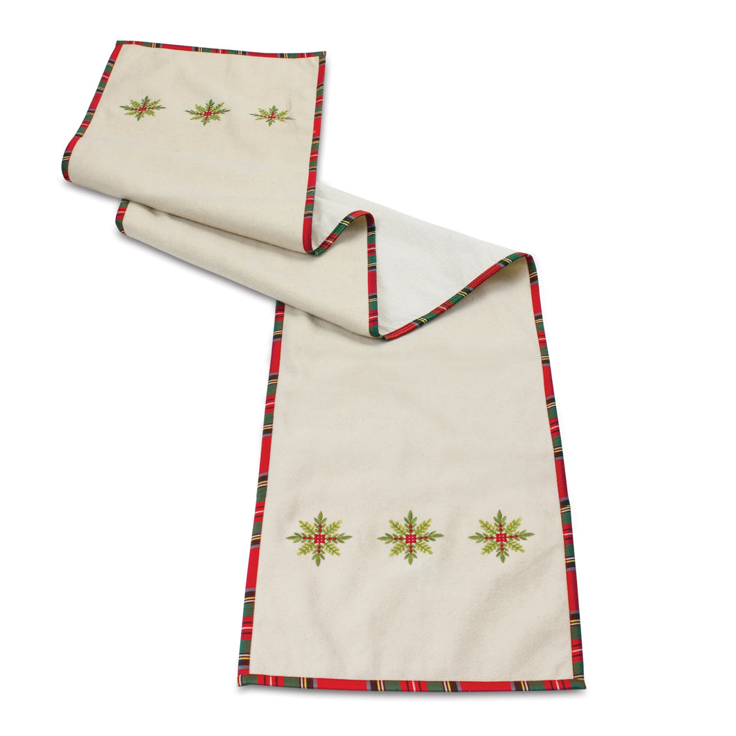 Embroidered Snowflake Table Runner 72