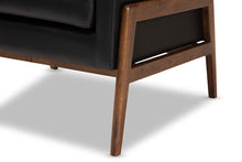 Load image into Gallery viewer, Baxton Studio Perris Mid-Century Modern Black Faux Leather Upholstered Walnut Wood Lounge Chair
